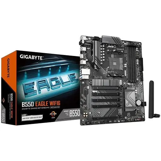Материнська плата Gigabyte AM4 (B550) B550 EAGLE WIFI6, B550, 4xDDR4, Int.Video(CPU), 4xSATA3, 2xM.2, 1xPCI-E 4.0 x16, 4xPCI-E 3.0 x16, Realtek 7.1, Realtek GbE, WiFi 6, Bluetooth 5.3, 6xUSB 3.2 / 8xUSB 2.0, HDMI, ATX - фото 2