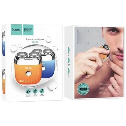 Портативная мужская роторная электробритва 3Вт Hoco Portable mini shaver DI30 IPX6 Голубая
 - фото 2