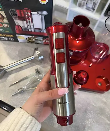 Занурювальний блендер Rainberg RB-2293 з підставкою 6в1 Червоний 1200Вт - фото 3