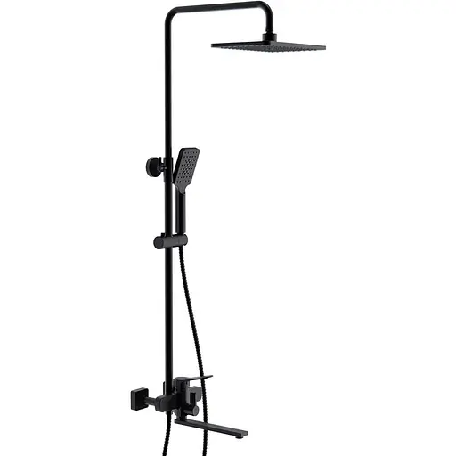 Душевая система Frap F2462, поворотный излив - переключатель на лейку, 3 режима, Черный матовый - фото 1