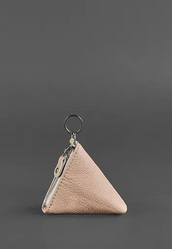 Женская кожаная монетница 2.0 Пирамида светло-бежевая - фото 1