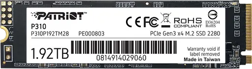SSD M.2 накопичувач Patriot P310 1.92TB (P310P192TM28)