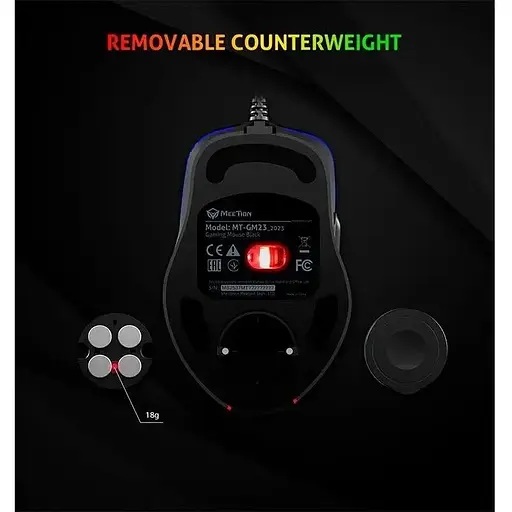 Комп'ютерна миша Mееtion GM23_2023 ігрова оптична провідна 12800 DPI 7 кнопок RGB підсвічування чорна - фото 8
