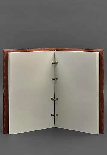 Шкіряний блокнот на кільцях (софт-бук А4, А5) 9.0 в м'якій світло-коричневій обкладинці - фото 4