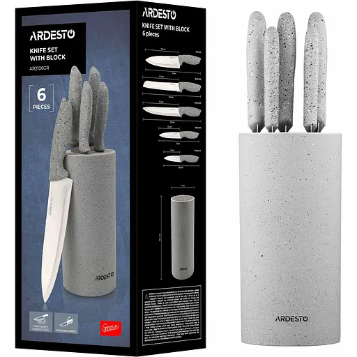 Набор ножей с блоком Ardesto Gemini 6 предметов серый (AR2106GR) - фото 10