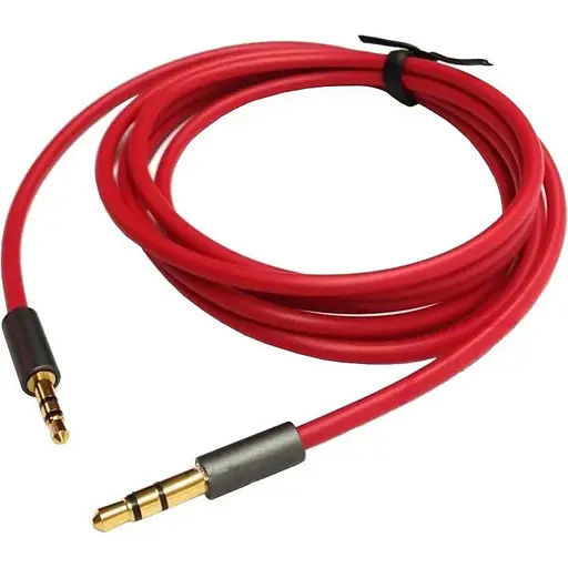 Кабель AUX Audio 3.5мм M/M 1.2м Premium красный - фото 1