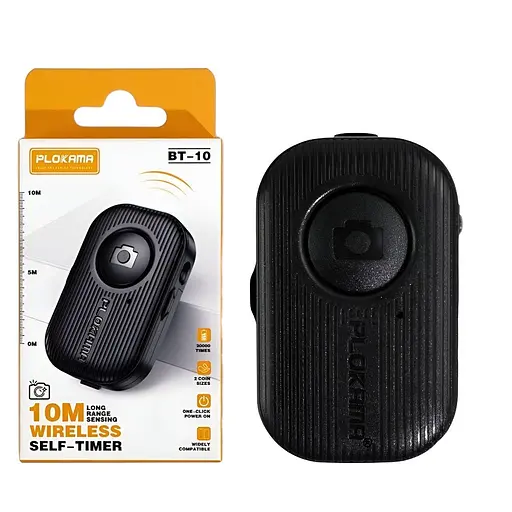 Пульт для селфи Plokama BT-10 радиус действия до 10 метров черный - фото 2