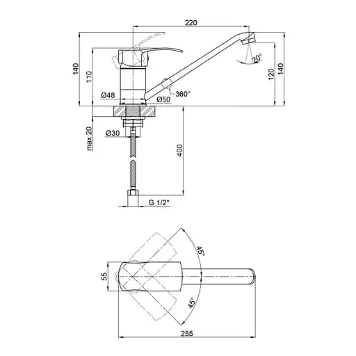 Змішувач для кухні Lidz (CRM) 41 86 003 - фото 3