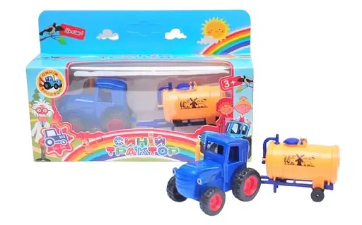 Дитячий іграшковий металопластиковий трактор з причепом-цистерною Синій трактор Синій/Жовтий - фото 2