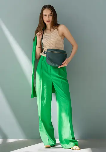 Шкіряна сумка поясна-кроссбоді Vacation зелений краст - фото 2