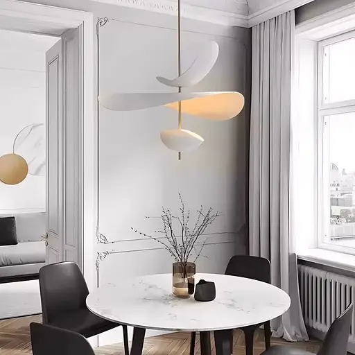 Дизайнерский светильник в белом корпусе с латунной трубкой Ø 60 см | Line F | Ст. MJ09-600 WT - фото 1