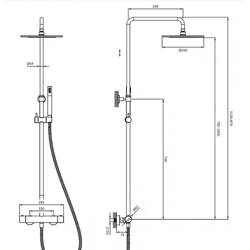 Душова система з термостатом Omnires Y gold brushed Y1244SUGLB, Золотий - фото 2