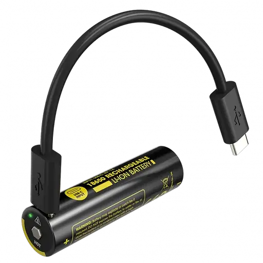 Аккумулятор защищенный Li-Ion 18650 Nitecore NL1836R 3600mAh 3.6V USB-C (Черно-желтый) - фото 2