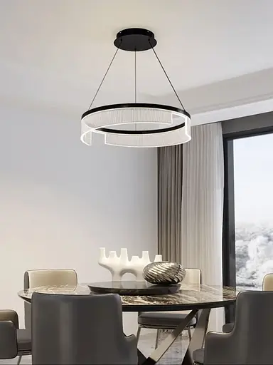 Дизайнерский светильник в черном каркасе Line.F Диаметр 80см - фото 1