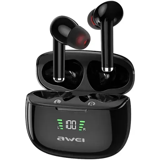 Бездротові Bluetooth навушники Awei TA8 із зарядним чохлом чорні - фото 4