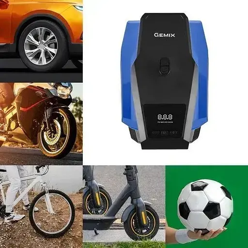 Автокомпрессор Gemix Model G black/blue поршневой с сумкой цифровой манометр функция Autostop фонарик 35 л/мин - фото 6