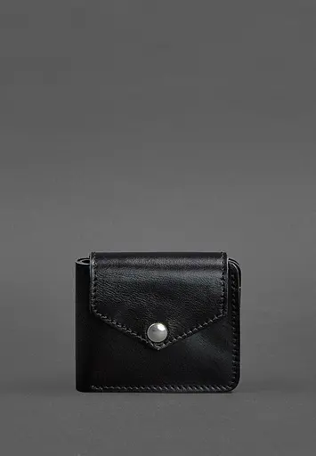 Шкіряне портмоне 4.2 на кнопці чорне - фото 2