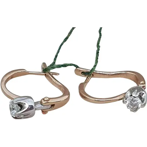 Золоті сережки ЮЗ "Багет" з діамантами. В0215