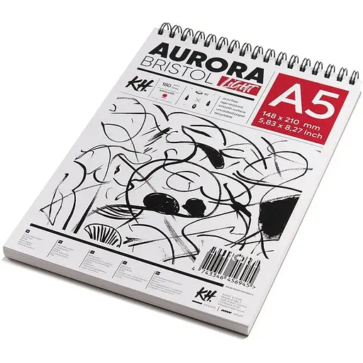 Альбом для рисования на спирали Aurora Portrait (Bristol) 180 г/м2 40 л белый - фото 3