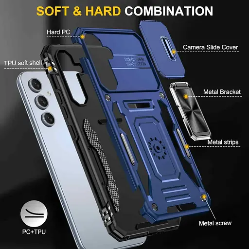 Ударостійкий чохол Camshield Army Ring для Samsung Galaxy S23 Синій / Navy - фото 4