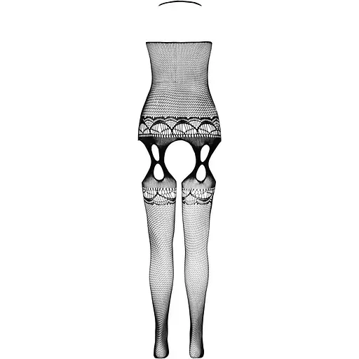 Бодістокінг Passion ECO BS006 Black, з доступом, халтер, імітація підв’язок - фото 4