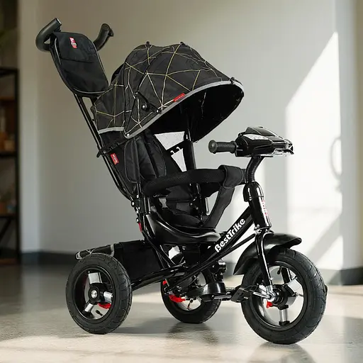Трехколесный велосипед Best Trike 3390-31-025 с надувными колесами фарой USB и черным пультом. - фото 3