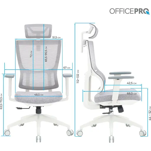 Офісне крісло OfficePro Elegant OC600-W-LG-LG White/Light Gray [148651] - фото 12