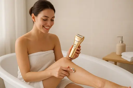 Жіночий акумуляторний епілятор 7 в 1 VGR V-756 з підсвічуванням золотий - фото 7