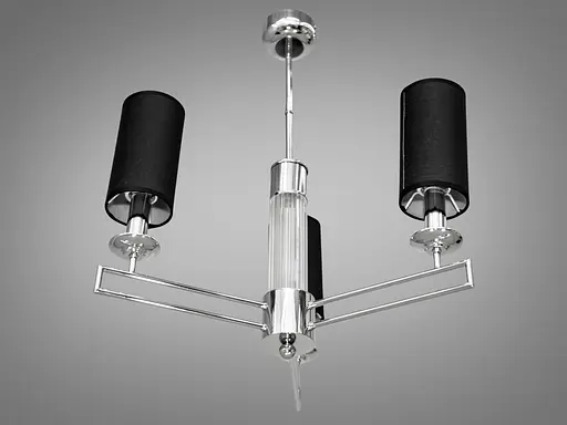 Современная люстра с текстильными абажурами на 3 лампы, хром. - фото 2