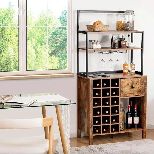 Стеллаж винный Costway Vinoteca кухонный шкаф в стиле Loft - фото 4