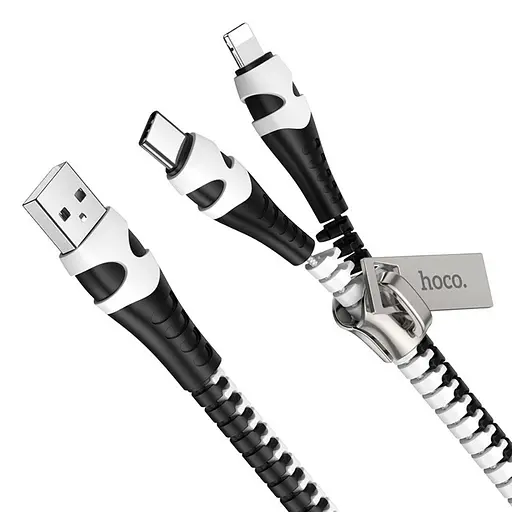 Кабель Hoco U97 2 в 1 USB to Lightning/ Type-C 1 м черный, белый - фото 1