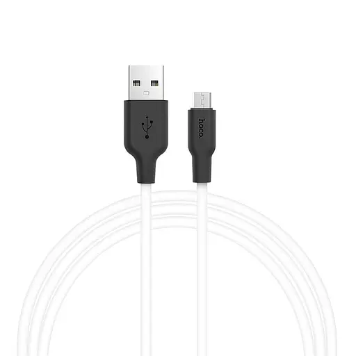 Кабель Hoco Micro USB Silicone X21, 1 метр білий силіконовий (6957531071389)