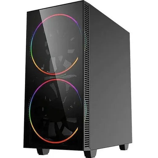 Корпус GameMax чорний Hole, без БЖ, Midi Tower, ATX / Micro ATX / Mini ITX, USB 3.0, USB 2.0, 2x200 мм LED, 421x210x460 мм, 0.5 - фото 1