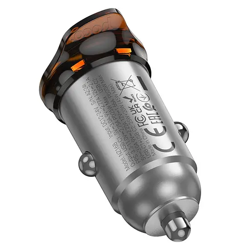 Автомобильное зарядное устройство для Hoco NZ16B 2 Type-C PD 45W metal grey - фото 5