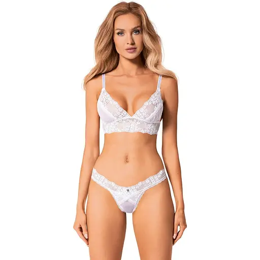 Комплект еротичної білизни: бюстгальтер і стрінги Obsessive Heavenlly XL/2XL білий