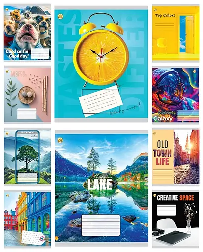 Зошити учнівські 60 аркушів лінія Тверда Мікс 1, 10 шт. в упаковці