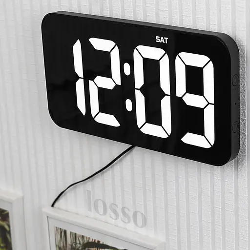 Электронные часы настольные и настенные LOSSO Premium W-500 интерьерные светодиодные Black (18970) - фото 4