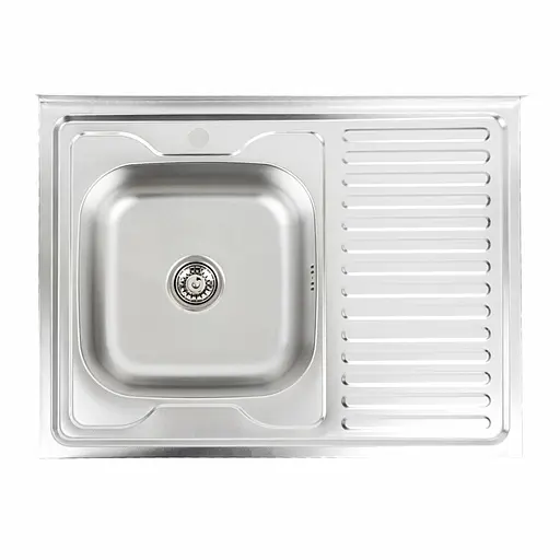 Кухонная мойка из нержавеющей стали Platinum 8060 L декор (0,7/160 мм), Decor - фото 1