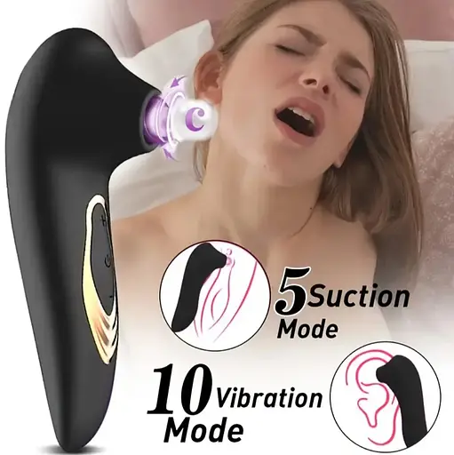 Преміум вібратор для клітора з присоском, стимулятор сосків, 10 режимів вібрації. Чорний - фото 6