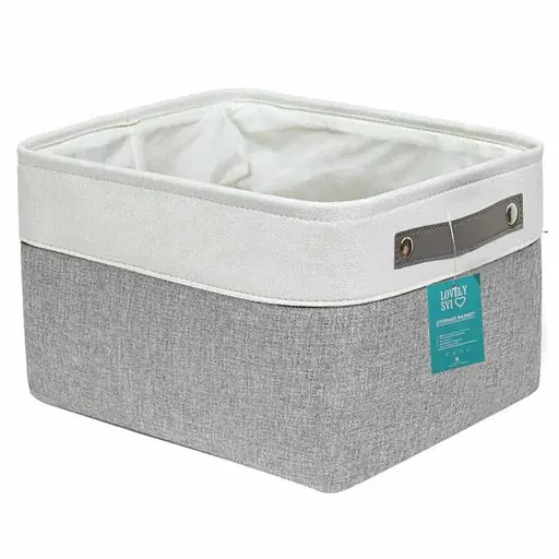 Корзина Органайзер Lovely Svi для хранения белья, одежды, приготовления домашнего шкафа, детских игрушек 38×28×24 – Серо-белый - фото 1