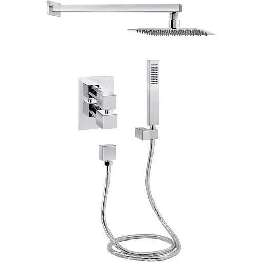 Душова система прихованого монтажу Qtap Aquarius термостатична на два споживача QTAQA65T103NGC Chrome, Хром - фото 1