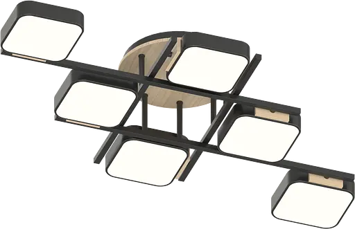 Люстра XI3358-6 чёрный + дерево