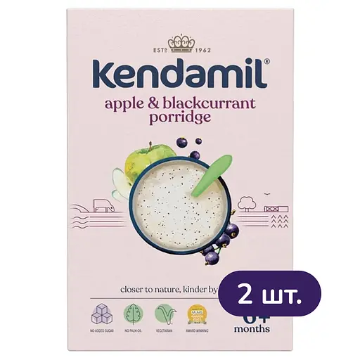 Молочная каша Kendamil с яблоком и черной смородиной 300 г (2 шт. х 150 г) - фото 1