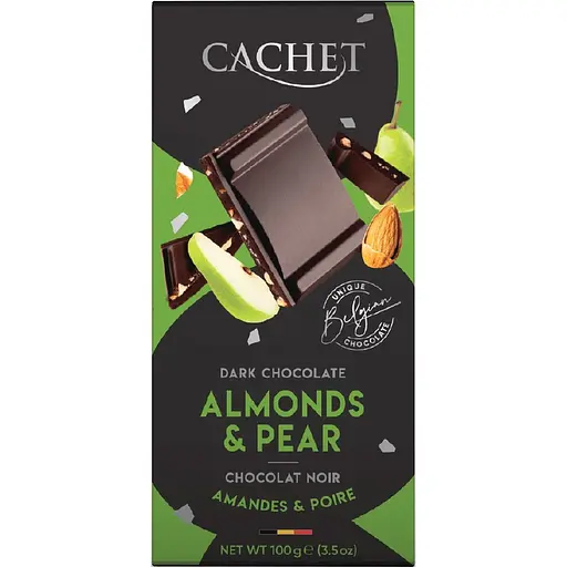 Шоколад Cachet Almonds & Pear 57% черный с миндалем и грушей 100 г 
