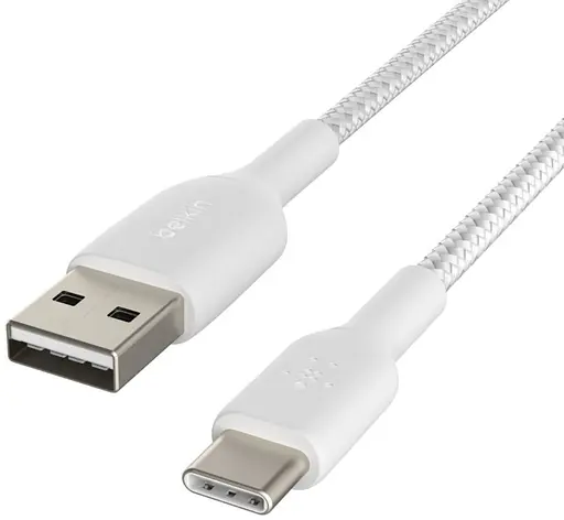 Кабель Belkin USB-A > USB-C зарядка/синхронизация 2м, 15Вт, Type-C, плетеный, белый - фото 3