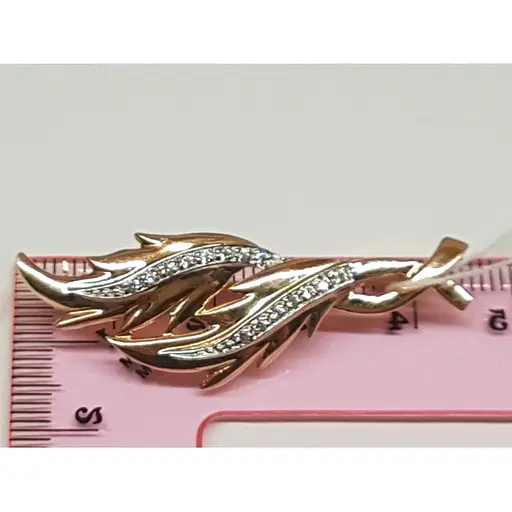 Золота брошка Столична Ювелірна Фабрика з фіанітами. 270151 - фото 4