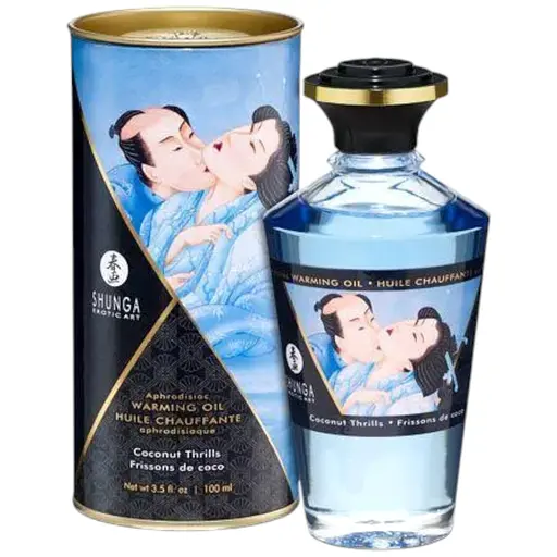 Розігріваюче масло Shunga Aphrodisiac Warming Oil Coconut Thrills без цукру, смачне 100 мл