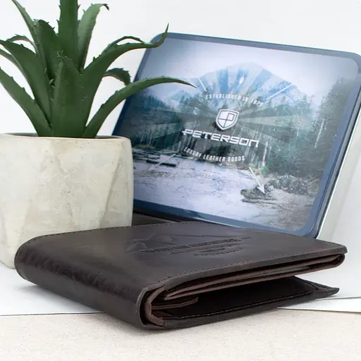 Портмоне мужское кожаное Peterson N992-BE-MOUN темно-коричневое Mountain Adventure - фото 4