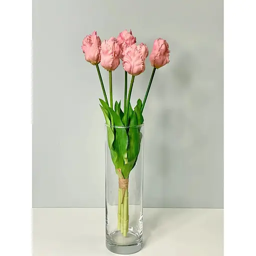 Тюльпани штучні Hvoya латексні махрові букет 5 квіток світло-рожеві - фото 4