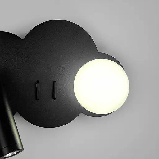 Ліве бра Line F Хмаринка у чорному корпусі 24х17 см Арт. WJ031/2 BK Left  - фото 2